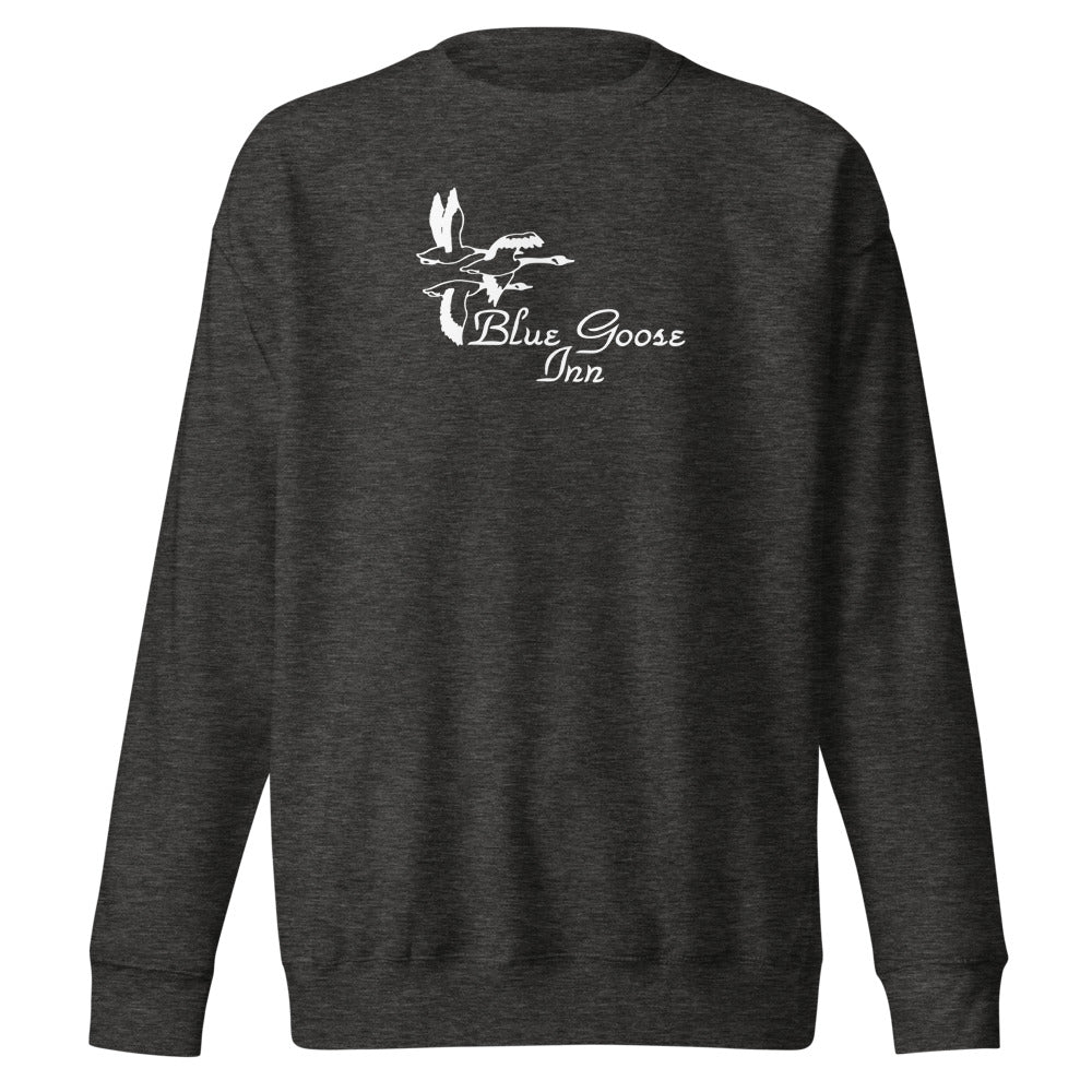 Blue Goose Inn crest crewneck charcoal heather